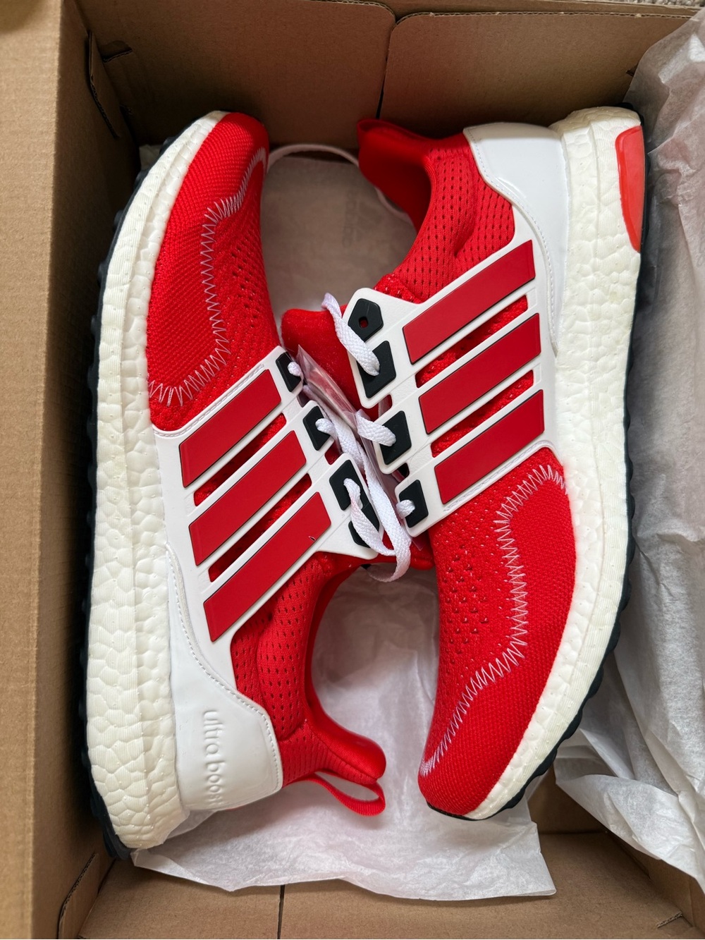 adidas Red and White Men's Athletic Running Shoes